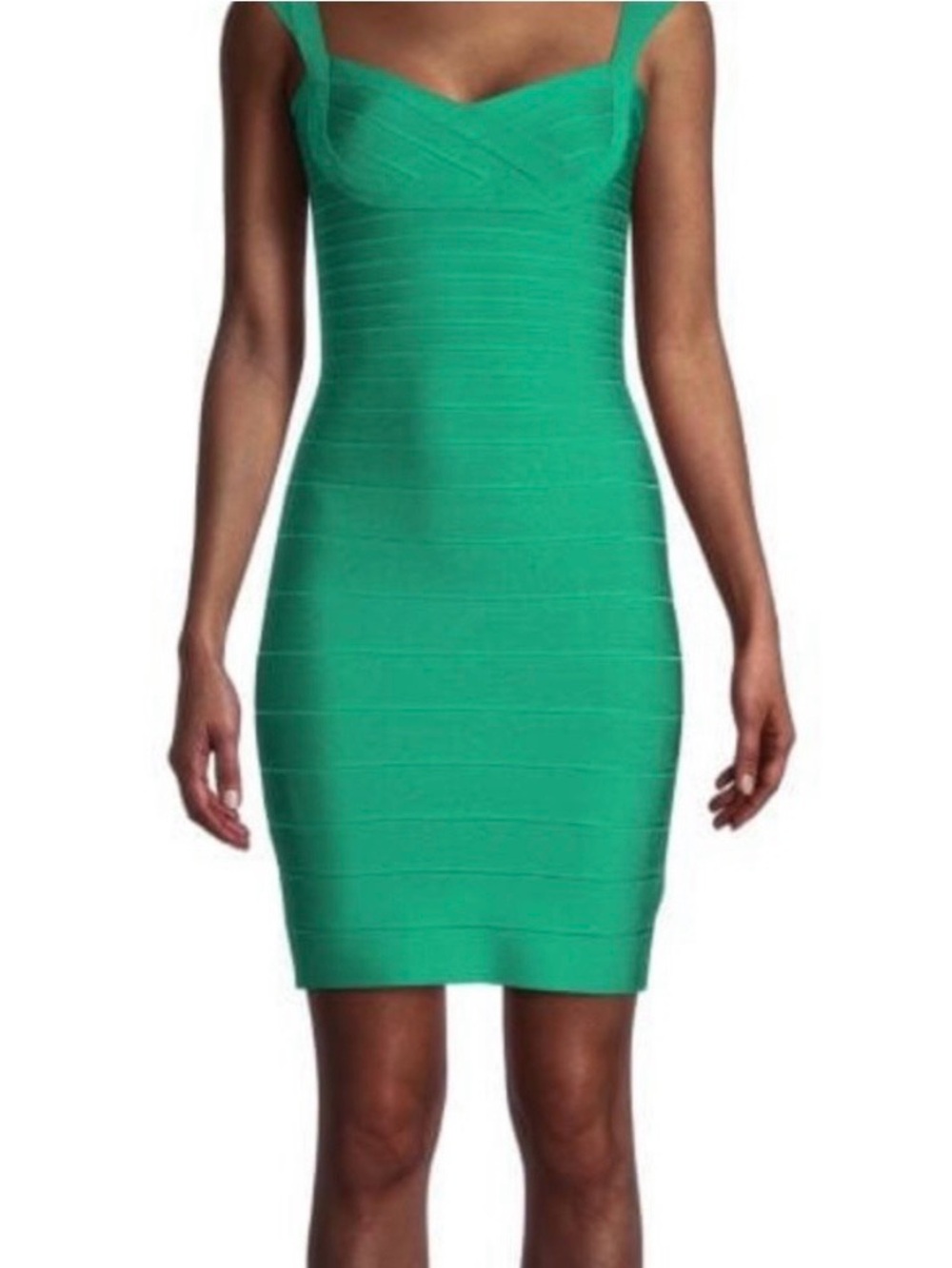 Herve Leger Emerald Green Bandage Midi Dress